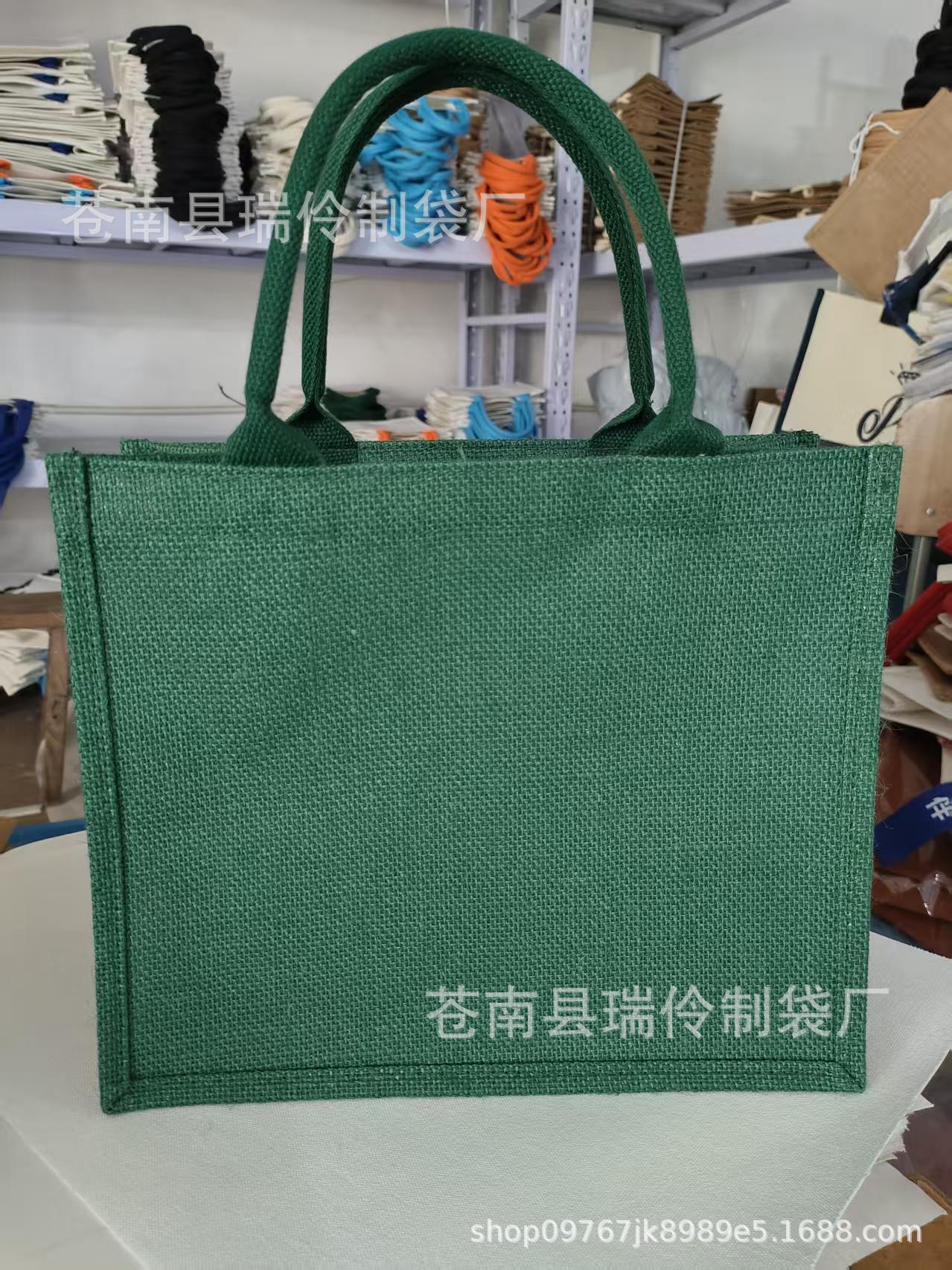 Bolsas de lino negras, rojas, verde oscuro, azules, bolsas de mano de lino, algodón y yute con logo impreso al por mayor. image 18