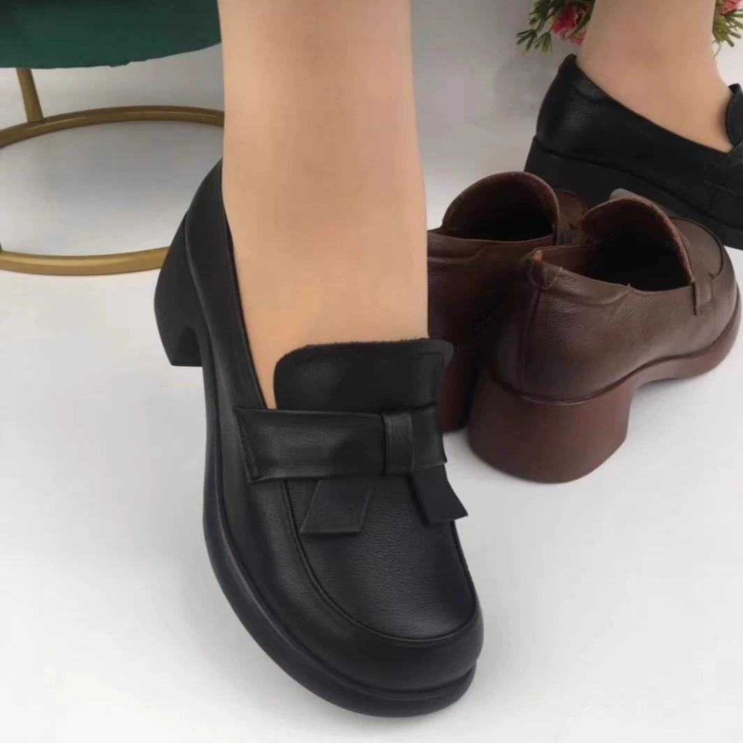 Footwear, leather shoes for mother, genuine leather, trend of season