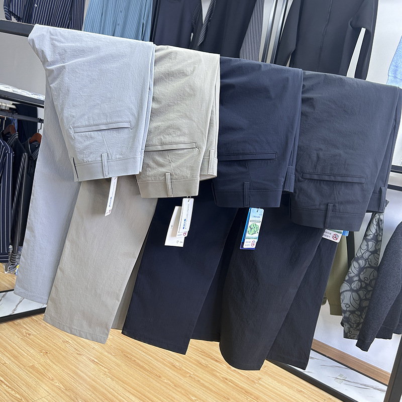 Foreign trade cut label men's clothing-elastic quick-drying business commuter slim straight men's pants spring and summer thin slim straight pants
