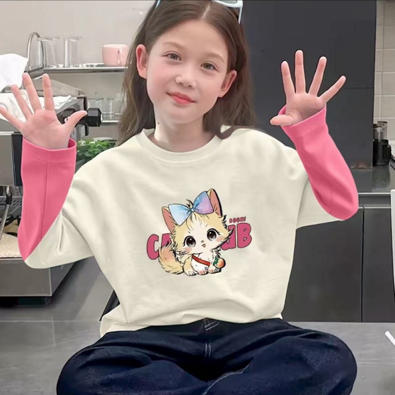 女宝洋气纯棉秋装上衣儿童时尚韩版卡通女孩春秋打底长袖童装上衣|undefined