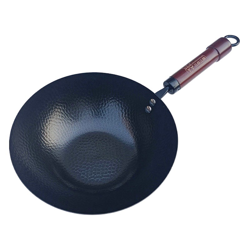 Mini wok de hierro Zhangqiu, sartén pequeña para uso doméstico, sartén pequeña para una sola porción, wok de hierro para cocina de inducción de 28 cm.