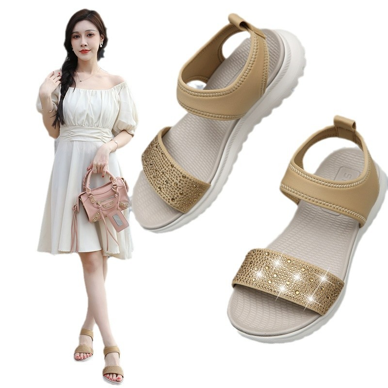 H1109 - A3 2025 verano nuevos productos sandalias de mujer simple ligera sandalias de diamante de estilo deportivo para mujeres