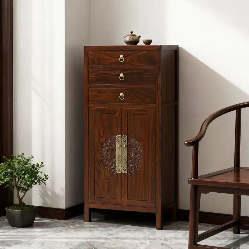 Solid wood shoe cabinet, multi-layer cabinet, sideboard, storage cabinet, home entrance wall-mounted integrated storage cabinet, made of old elm wood