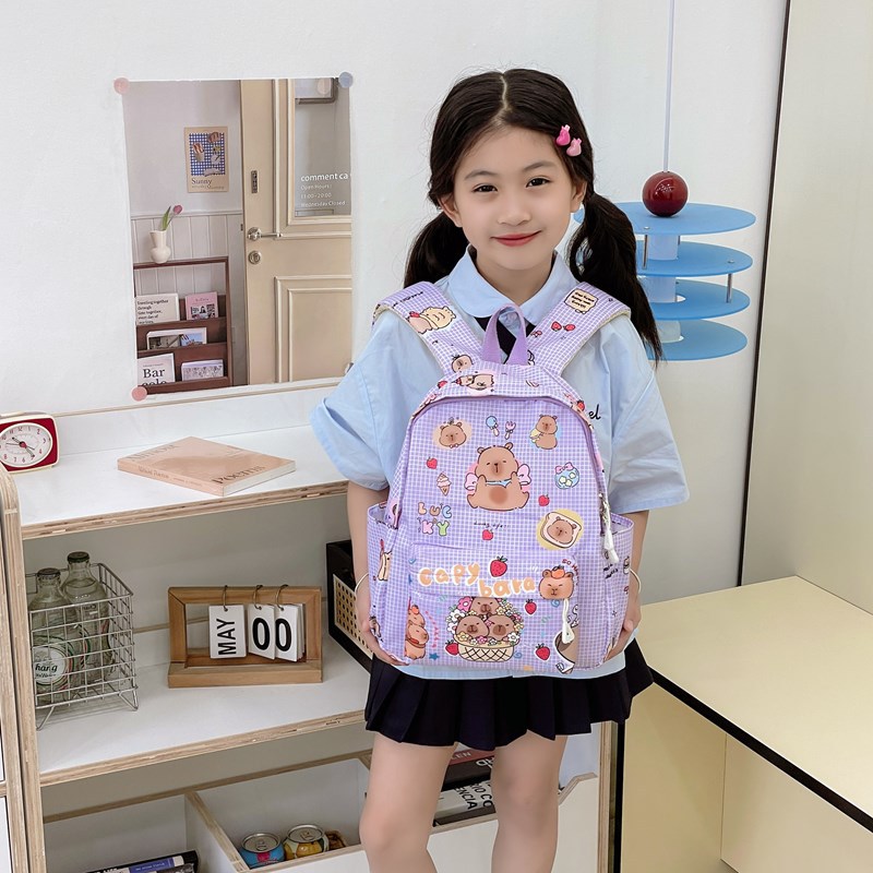 Mochila de estudiantes de la escuela primaria Capibala impresa de aire extranjero mochila de niños y niñas viaje ligero mochila de niños