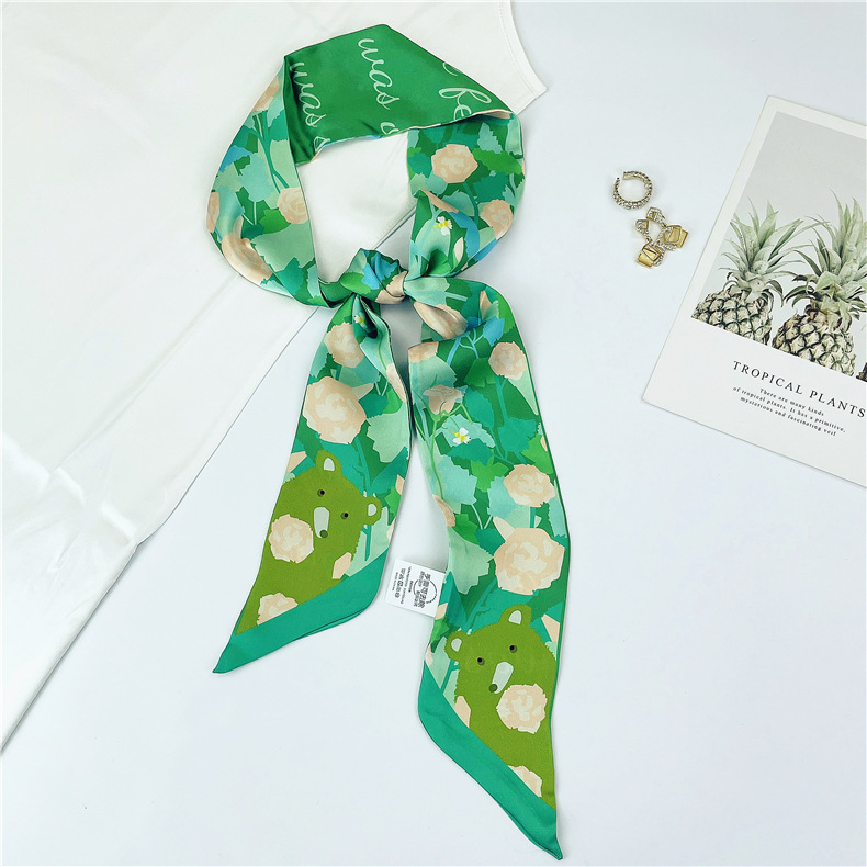 Women's Sweet Flower Satin Silk Scarves display picture 4