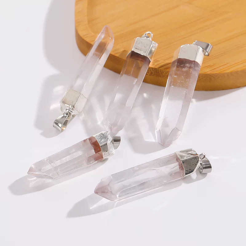 natural water, hexagonal white crystal, pendant, natural ore, accessory, DIY