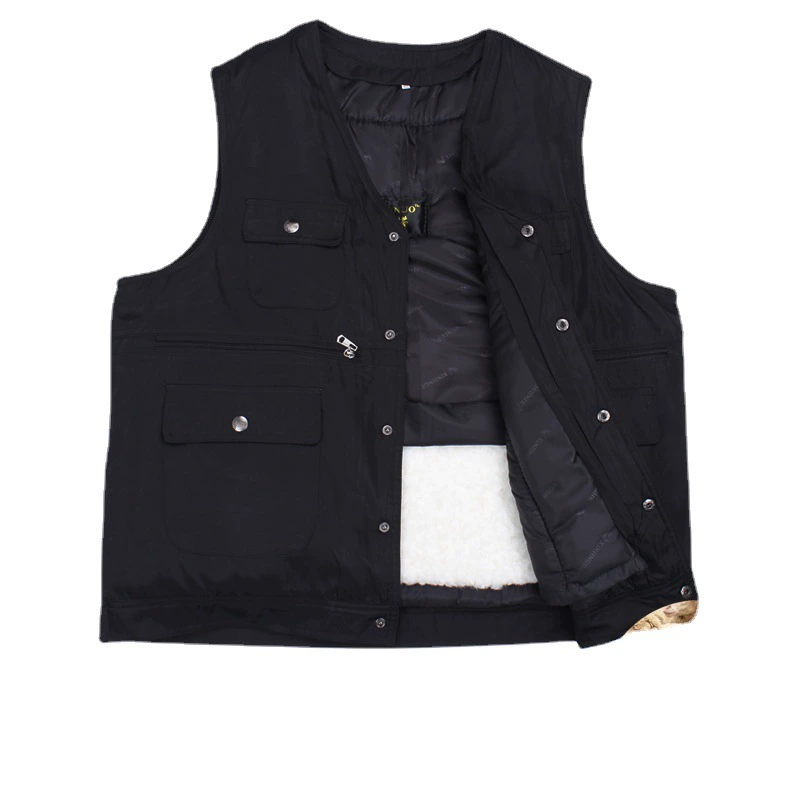 Шерстяной жилет, свободная поверхность, мех и мех, мужской съемный жилет, жилет из овчины, зимний теплый жилет