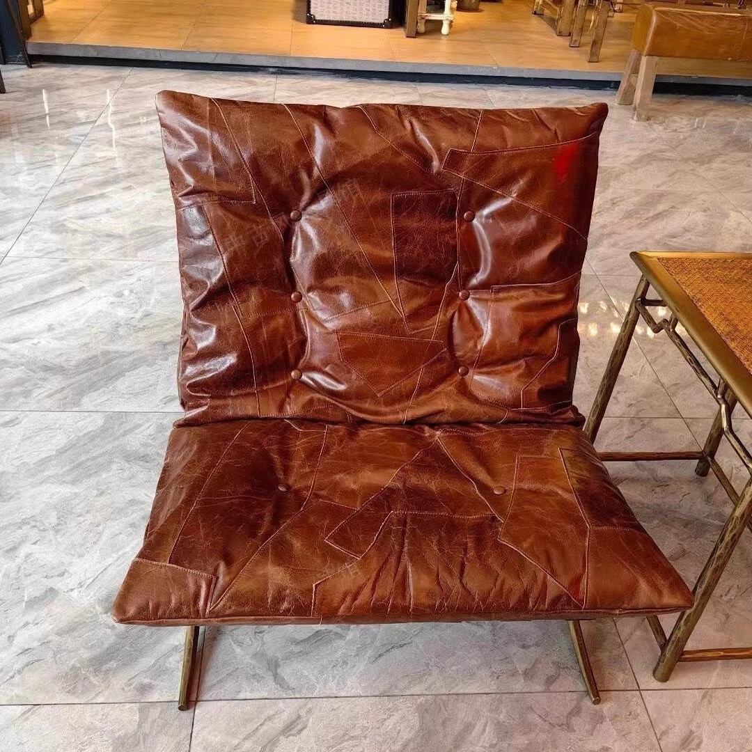 Silla de ocio de sala de estar medieval silla de hierro forjado a mano silla de diseño de alta gama retro sofá individual
