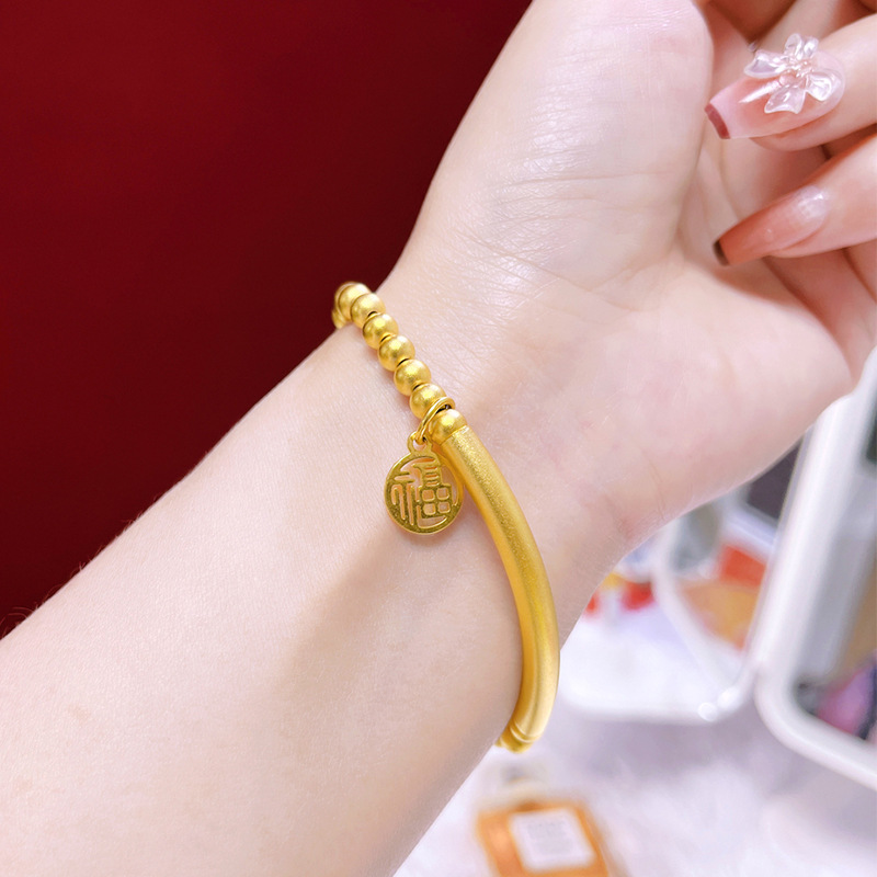 Nuevo patrimonio antiguo pulsera fu marca codo media pulsera fu carácter elástico pulsera de cuentas pulsera auspicioso de las mujeres al por mayor