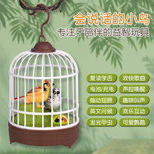 哇噢趣味鸟笼声控感应仿真小鸟笼子灯光玩具复读学说话男女孩礼物