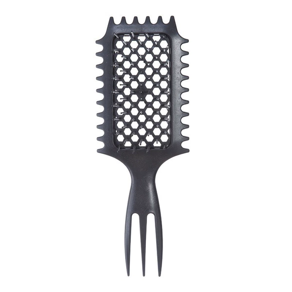 Wheat straw, three-pointed bouncing hollow comb, black handle, black teeth (OPP bag)