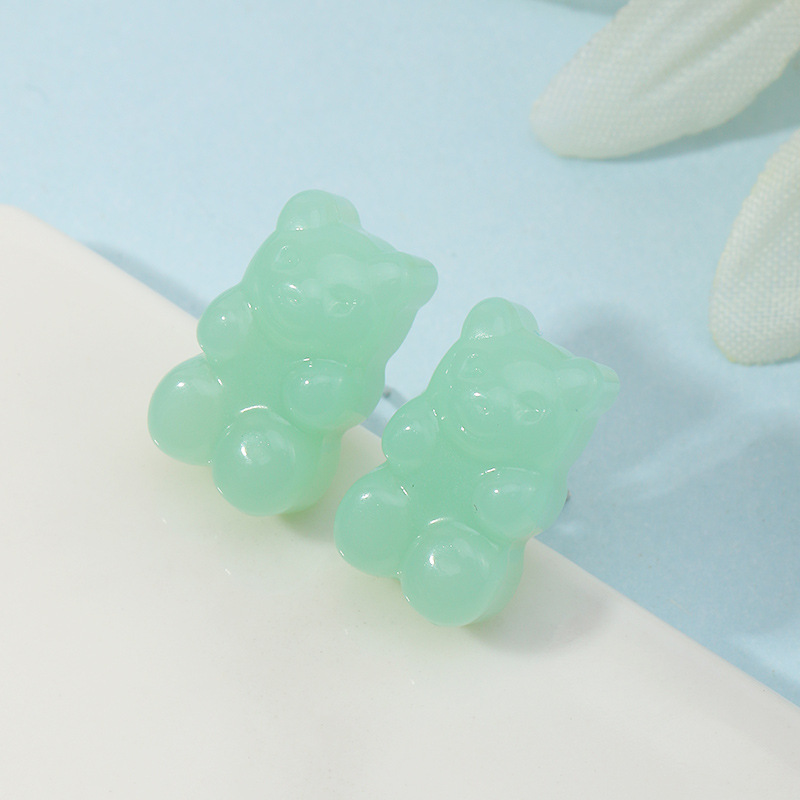 Fashion Korean New Candy Color Resin Cute Bear Earrings display picture 9