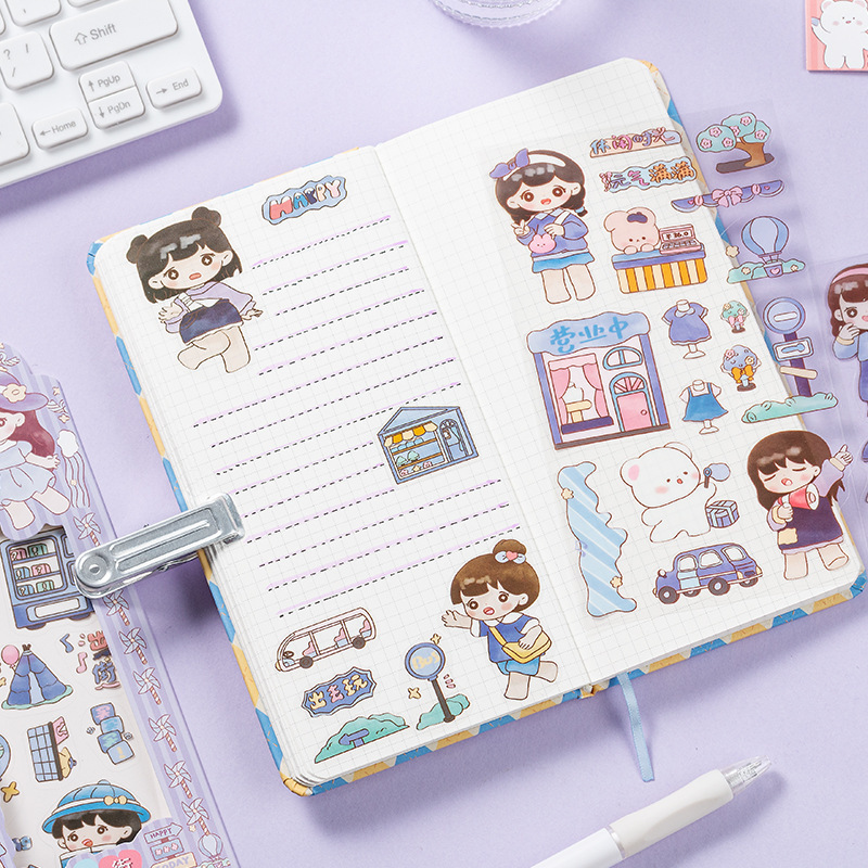 Linda chica Bella diario de PVC impermeable pegatinas DIY diario decoración tema de la serie de dibujos animados pegatinas de anime