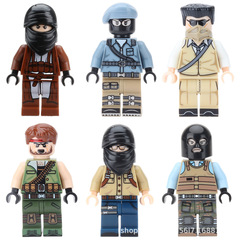 クロスボーダー AliExpress 軍事フィギュア強盗悪役ビルディングブロックフィギュアモデル男の子のおもちゃ兵士フィギュアパズル