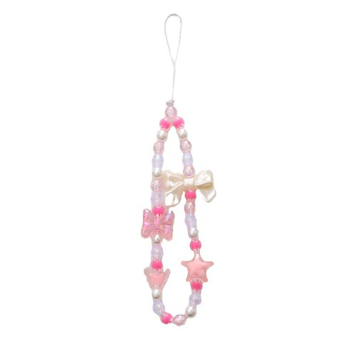 New bow mobile phone chain diy candy beads mobile phone case pendant pendant short anti-fall and anti-lost wrist strap