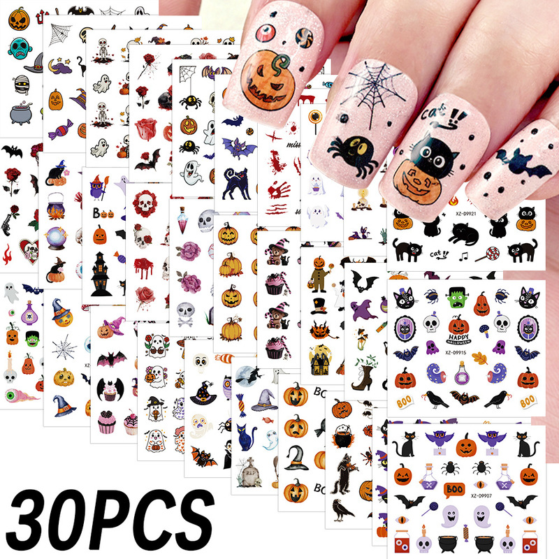 Halloween Party Nail Stickers Waterproof Adhesive Self-Adhesive Nail Stickers Cartoon Creative Funny Kidsren's Nail Stickers