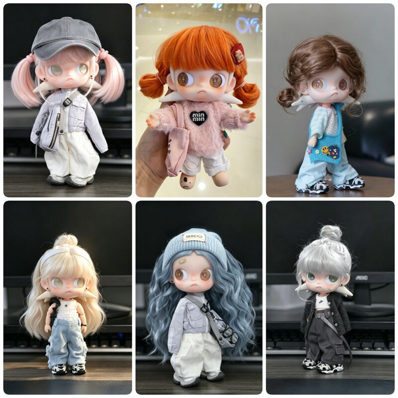 Pei Qin/Xiaobuga Sister Doll Wig with Bangs, Water Wave Style, Comfortable Synthetic Hair, Bangs Can Be Trimmed