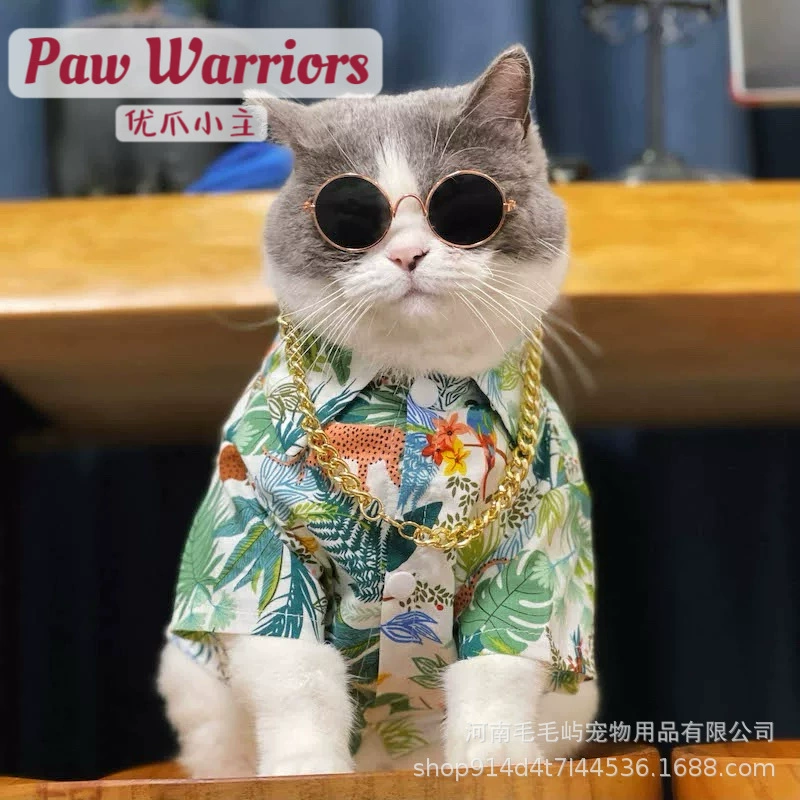 Одежда для домашних животных Тедди, одежда для кошек, тонкая летняя рубашка для маленьких собак, зеленые листья, большая собака, золотистый ретривер, гигантский померанский шпиц