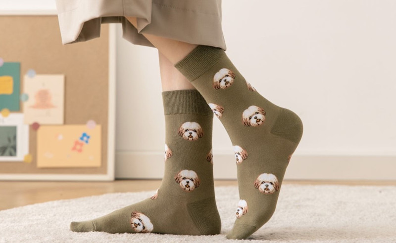 Cotton Fabric Type A Pair Elegant Cute Lady Unisex Animal Dog Cotton Ankle Socks