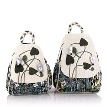 文艺范个性简约休闲双肩书包拉链布艺汉服古风书包编织旅行包9251