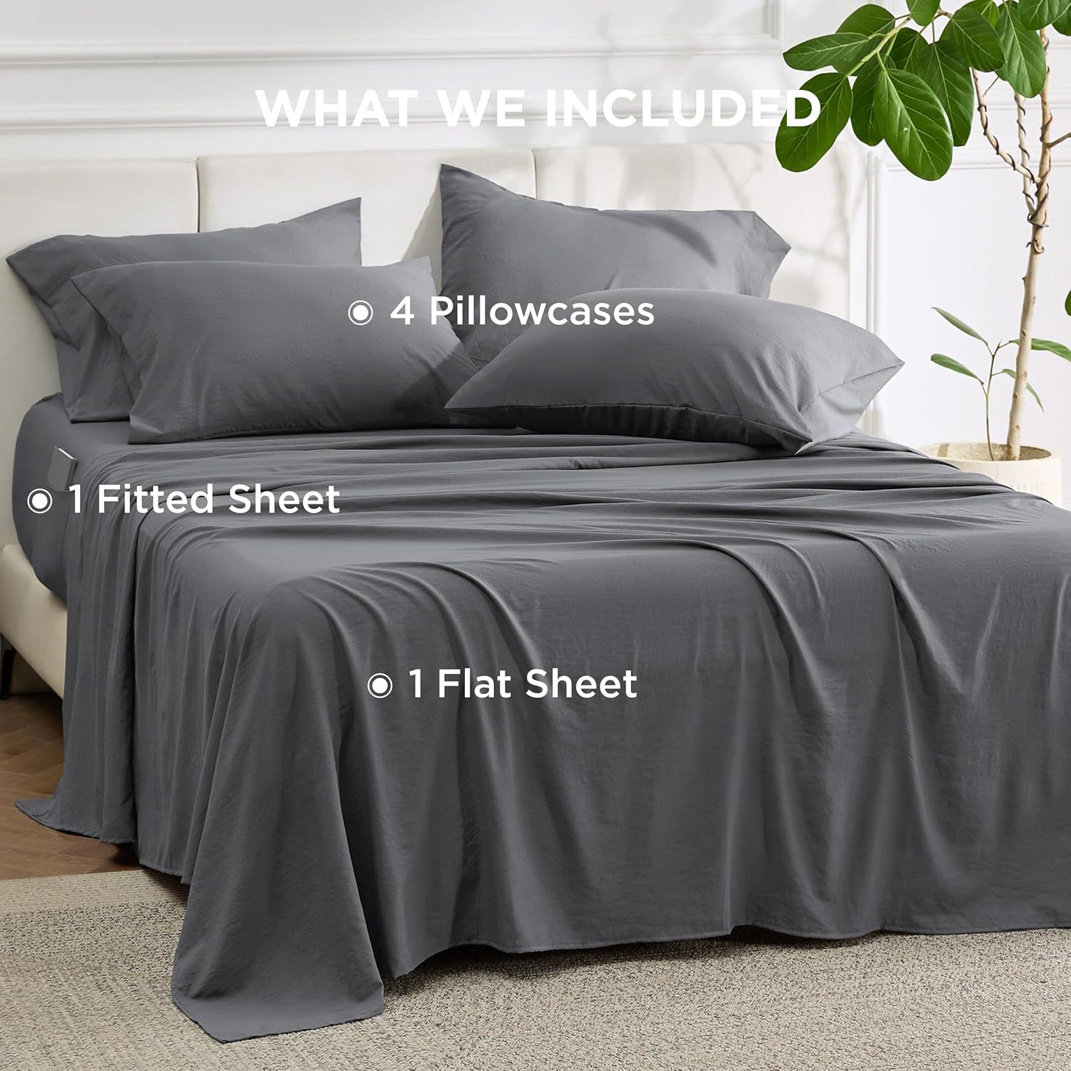 亚马逊欧美纯色床笠床单四件套跨境套件床笠保护罩水洗床笠单床单