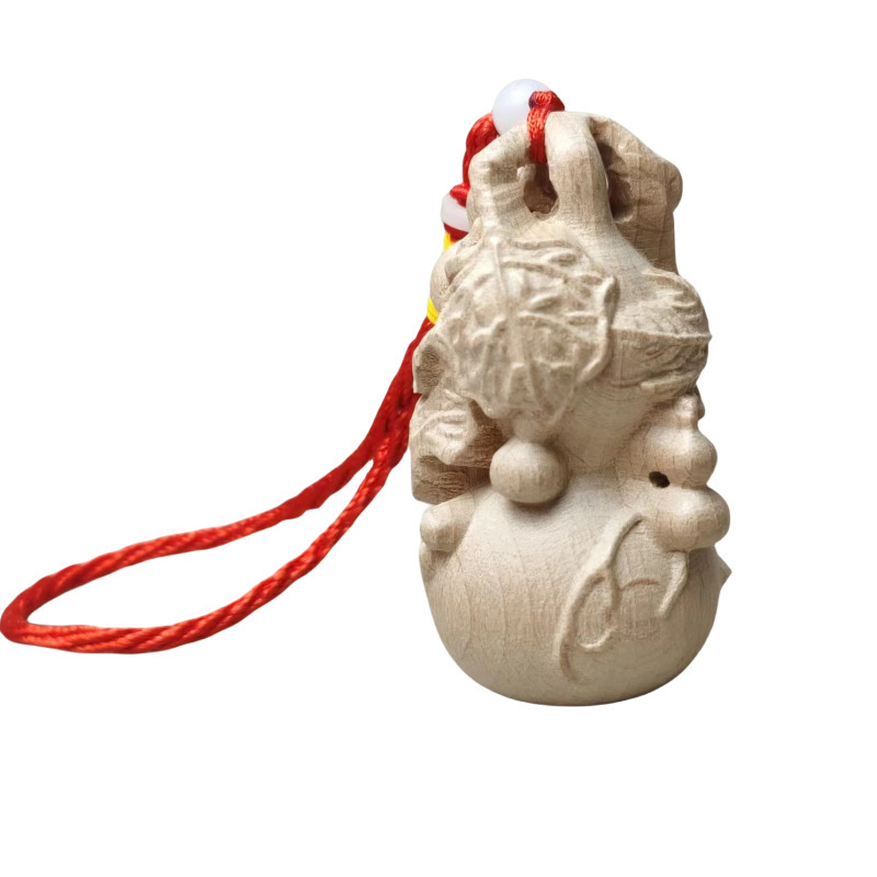 国境を越えた木彫りの文を卸売りしてデスクトップの工芸品の置物の立体のヒョウタンのペンダントの桃木の子孫のヒョウタンの取っ手の件を遊びます。|undefined