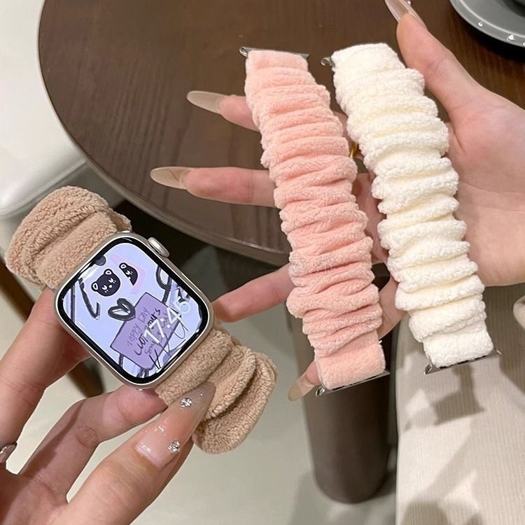 Autumn and Winter New Plush Large Bowel Strap for Women Apple S10/98 Watch Strap Appliwatch Huaqiang North