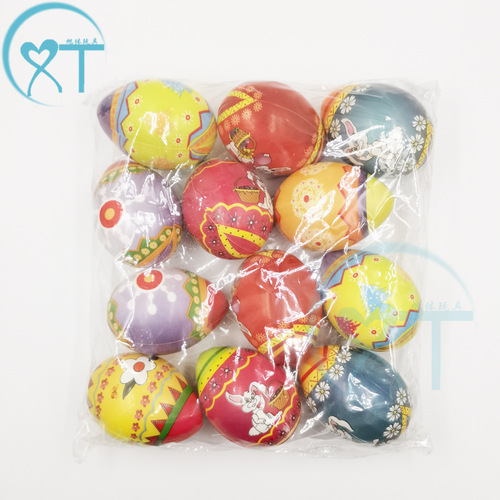 Cross-border hot selling new Easter egg PU egg ball decompression toy pu foam ball color printed egg ball