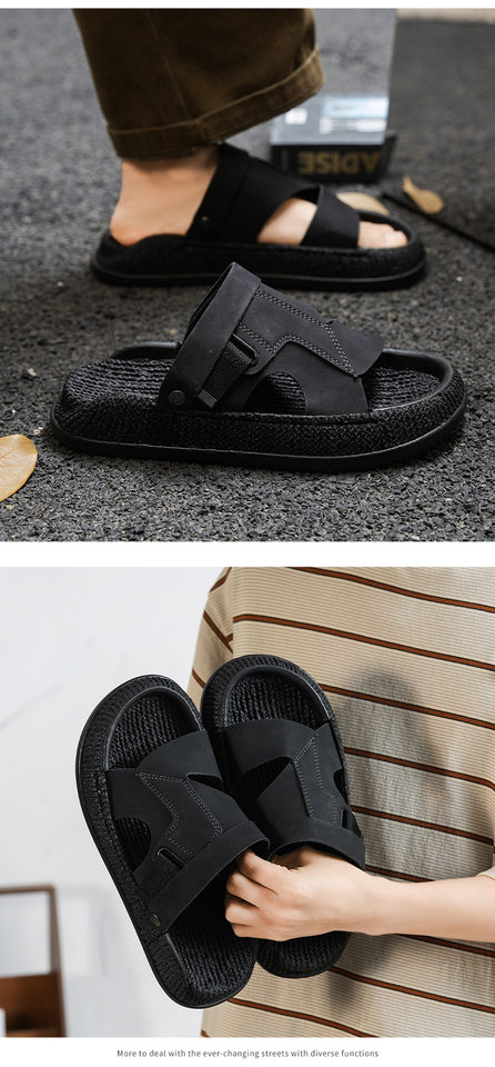 Dép sandal nam quai ngang mở ngón chân, đế EVA chống trượt, thoáng khí, cỡ lớn — 8012 màu kaki, 8012 đen, 8012m màu chi tiết 15