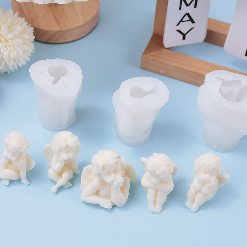 Силиконовая форма в виде 3D-ангелочка для свечей, гипса, мастики, выпечки и моделирования тортов.