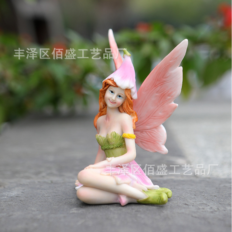 Artesanías de resina transfronterizas, flores sentadas, adornos de hadas, jardines, jardines, micro paisajes, decoraciones de jardín, estatuas