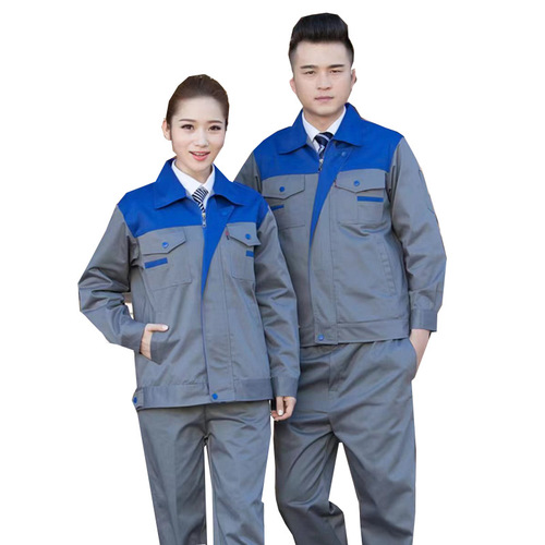 Spring and Autumn Long Sleeve Work Uniform Set Cleaning Property Service Construction Labor Top Car Repair Uniform Printed with LOGO