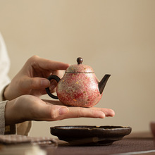 景德镇岩矿彩陶梨形壶陶瓷茶壶茶具复古家用功夫茶具手工伴手礼品