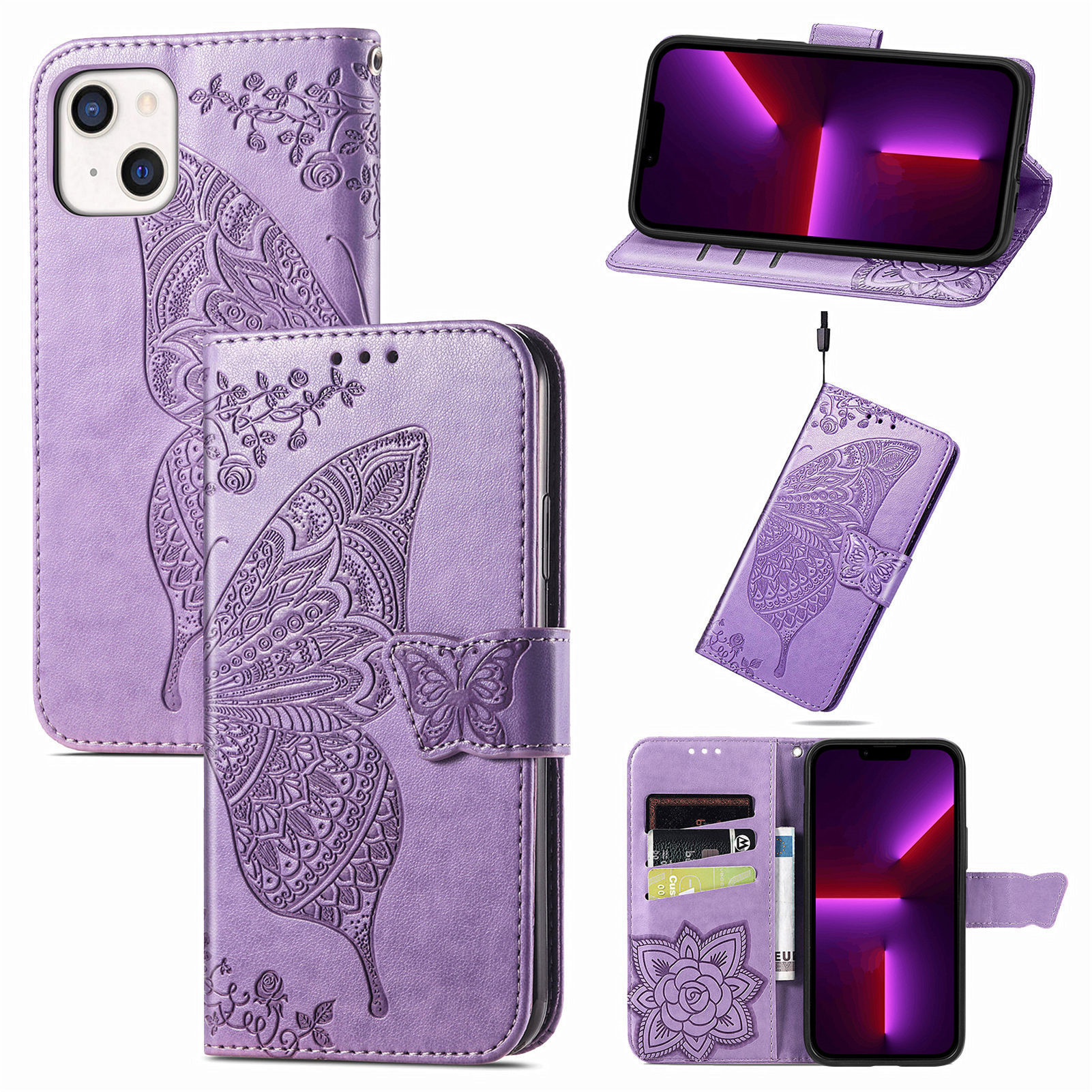 Mandala Embossed Leather Wallet Phone Case For Iphone 16_voghion.com