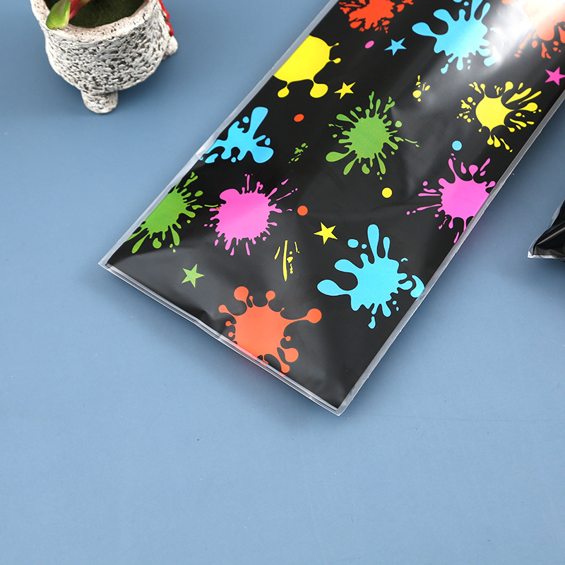 Navidad graffiti fiesta caramelo cordón bolsa OPP transparente bolsillo plano copo de nieve crujiente embalaje bolsa de corbata bolsa de regalo