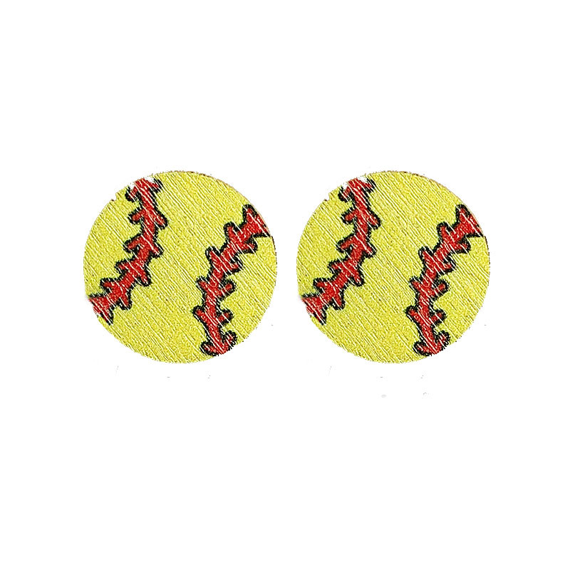 Original Design Basketball Football Wood Womenu0027S Ear Studs 1 Pair