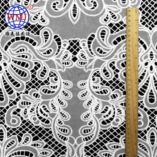 Vimeija Edge Spring and Summer New Dress Fabric, Thin Fabric with Lattice Embroidery and Chiffon Stitching