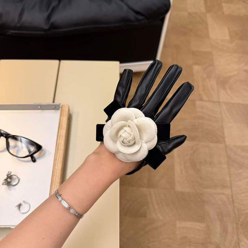 High-End Qianshan Camellia Dress Gloves Black French Hepburn Style Retro Socialite Bride Photo Accessories Props