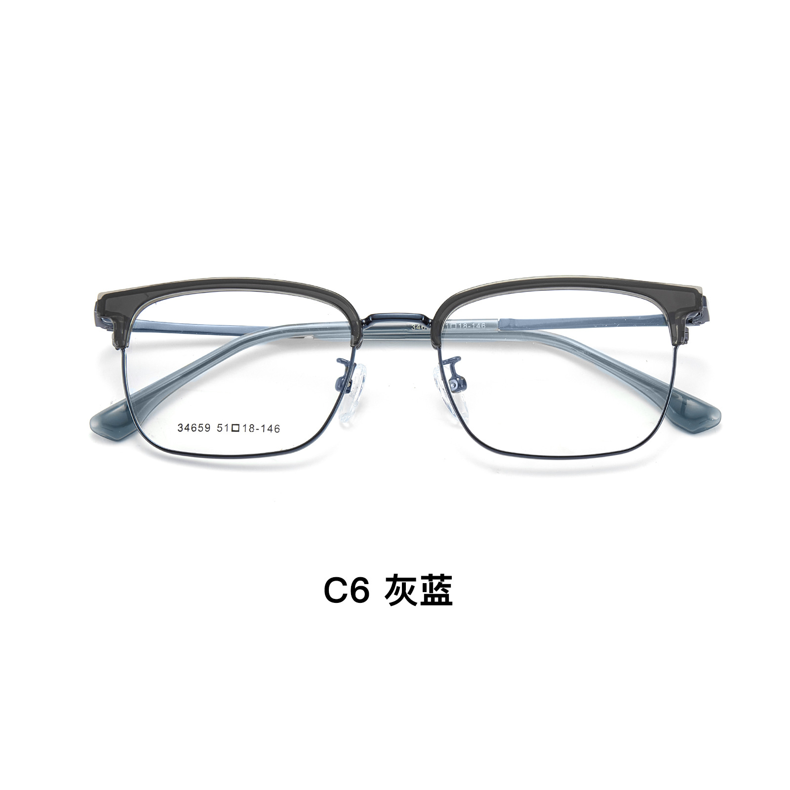 El marco de cejas de aleación masculina de polietileno, marcos de gafas de ocio de negocios, diseño de anillo de goma de oro para la miopía Danyang lote