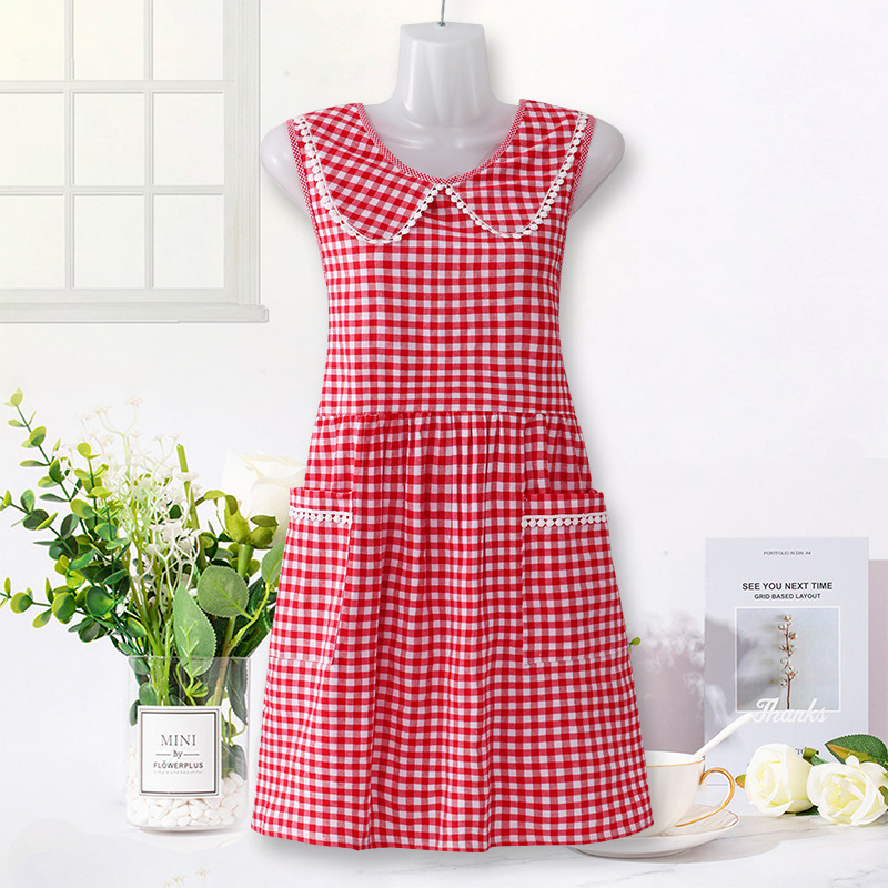 SJ704 붉은 양복 조끼 격자 무늬 인형 칼라 순면