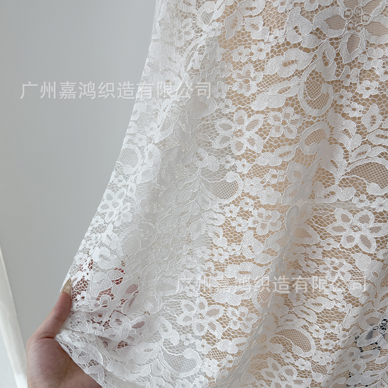 Tejido de encaje de algodón brocado procesable personalizado impresión de cuentas sequinilla tela de encaje de perforación caliente vestido de brindis