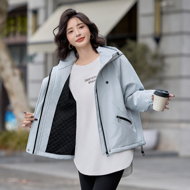 连帽夹棉外套女冬季2025新款棉袄高级感休闲大码加厚派克棉服上衣|undefined
