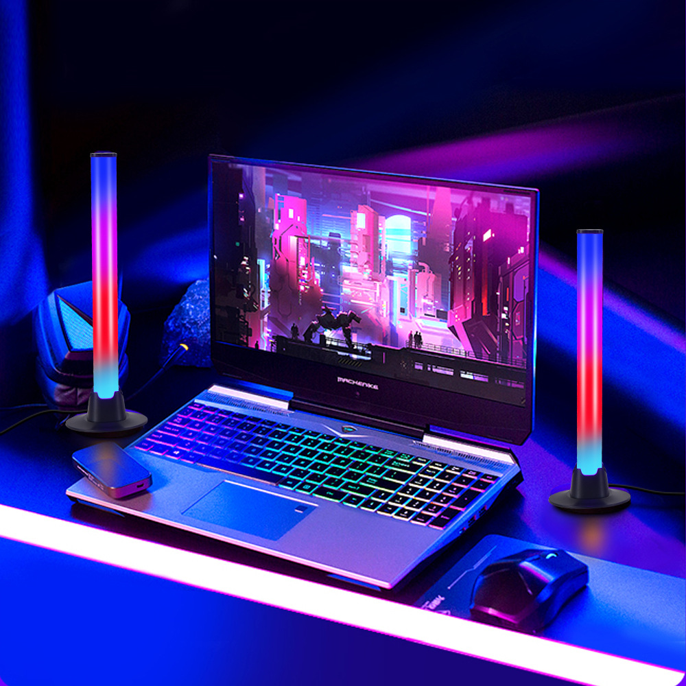 跨境LED幻彩拾音灯音乐氛围声控桌面灯电竞电脑游戏桌面APP氛围灯