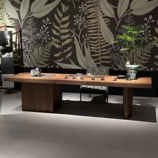 新中式黑胡桃木茶桌现代轻奢高端升降泡茶台设计师款会所办公茶室