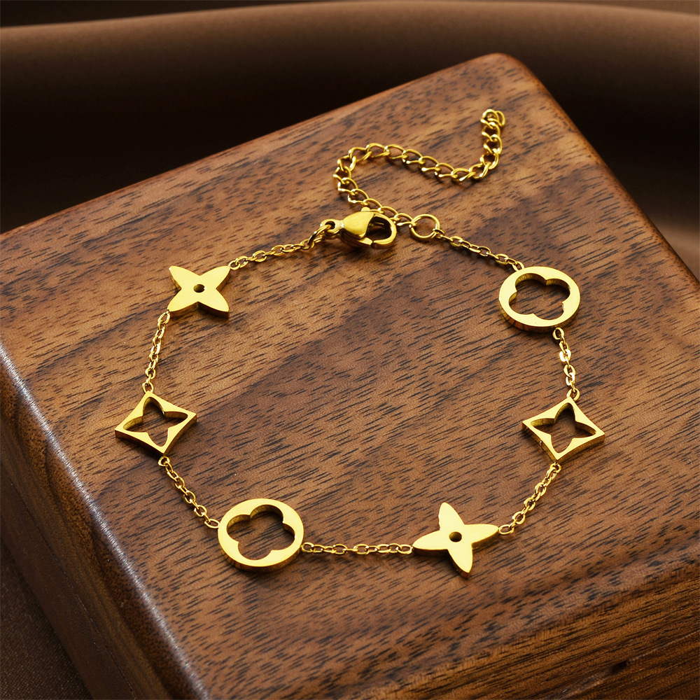 Joyas transfronterizas europeas y americanas Pulsera de acero de titanio de todo fósforo Versión coreana del temperamento bohemio Pulsera de acero de titanio que no se desvanece Joyería femenina