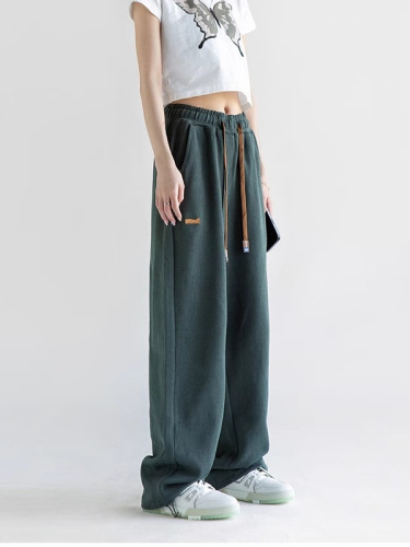 2025 Spring and Autumn Flowy Loose Straight Wide Leg Korean Version Trend Brand Versatile Casual Simple Women's Pants