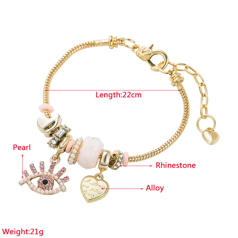 Fashion Devil's Eye Heart Shape Alloy Plating Inlay Rhinestones Pearl Bracelets display picture 1