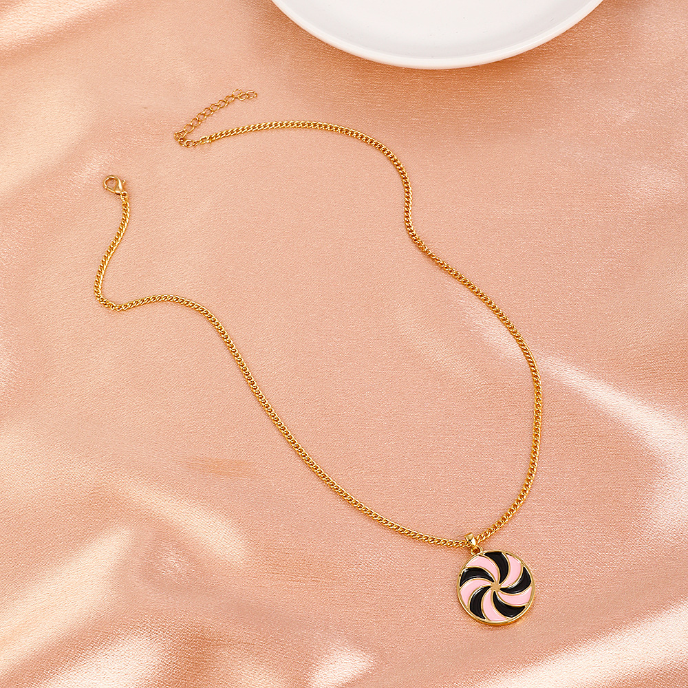 Collana con mulino a vento a goccia di olio colorato Cool Wind, catena con colletto alla moda e creativa in lega colorata, design unico_voghion.com