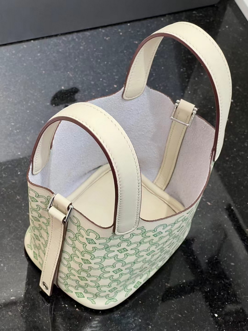 2024 Neue echte Lederkopfschicht Rindsleder Mini-Gemüsekorb Siebdruck Blumeneimer Kordelzug Offene Damentasche_voghion.com