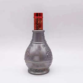 批发500ml放陶瓷玻璃空酒瓶一斤装玻璃白酒瓶喷涂烤花瓶红色盖子